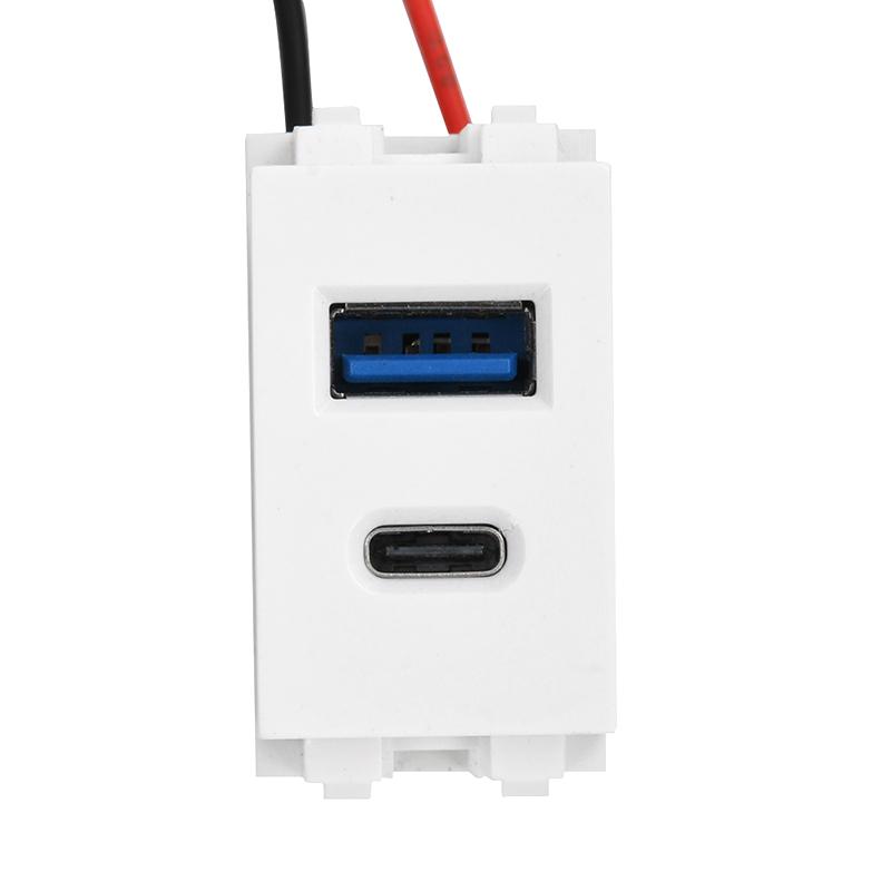 

Type 128 USB Power Module 220V Socket 5V 2.1A Dual Port USB+Type-C Charging Socket Module