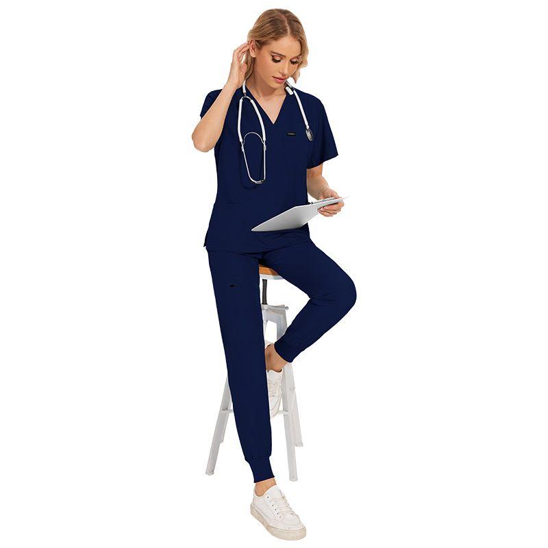 

Новый цвет Модный стиль Однотонный Медицинский костюм Униформа Мужской и женский Одинаковый стиль Форма доктора медсестры Лабораторный халат Рабочая одежда Логотип Dark Blue(42122) XL