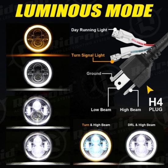 7" Motorcycle LED Headlight Projector Halo DRL FOR Harley-Davidson Fatboy FLSTF