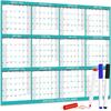 24" X 36" 2026 Wall Calendar with 3 Pack Fineliner Color Pens, Large 12 Month Annual Yearly Planner, Erasable Wet & Dry Erase Laminated Calendar for