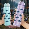 1PC Dark Blue Small School Of Fish Pattern Print 750ml Color Plastic Sports Water Bottle Leakproof Flip Straw Lid Suitable for Sports Office Home Use