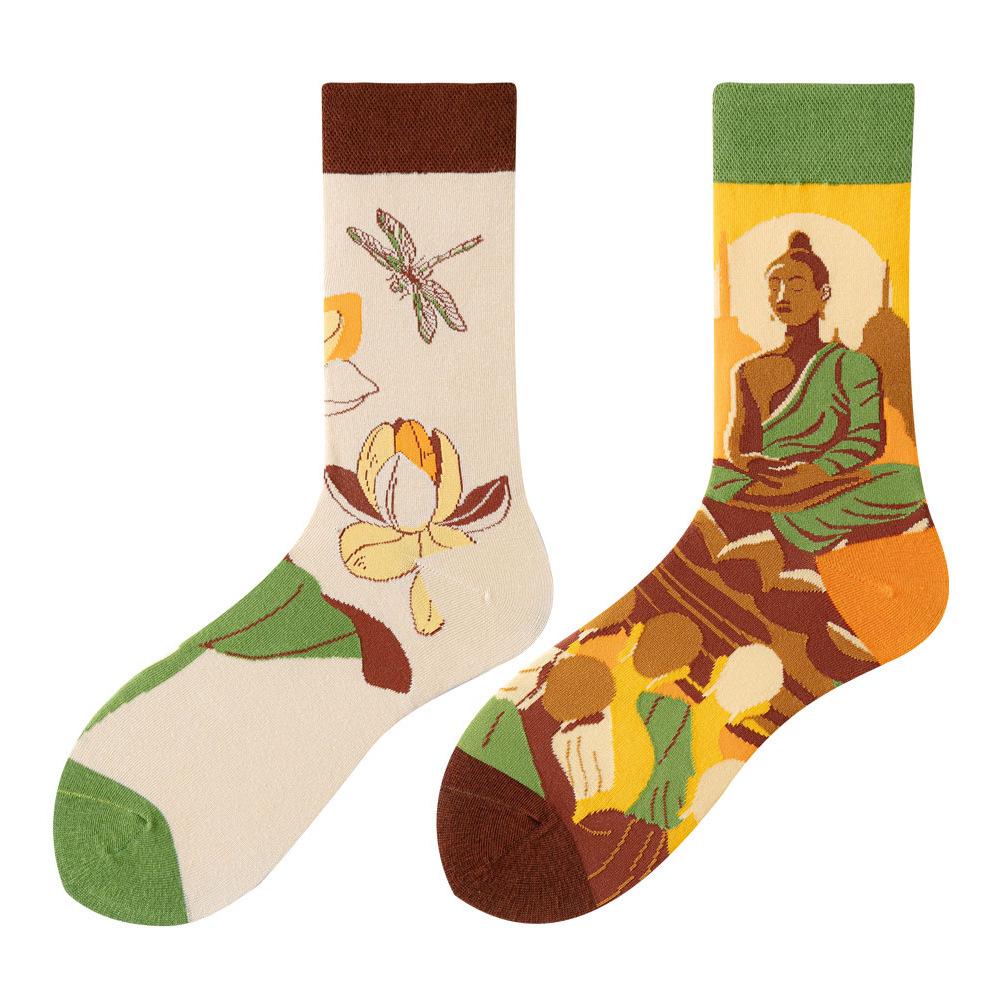SMLSOX Summer Asymmetrical Mandarin Duck Couple Mid-Calf Colorful Christmas Cotton Fashion Socks
