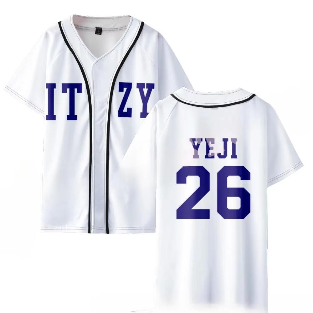 KPOP None of My Business Merch Baseball Jersey T-shirt YUNA RYUJIN CHAERYEONG LIA YEJI V-Neck Short Sleeve Graphic Tees