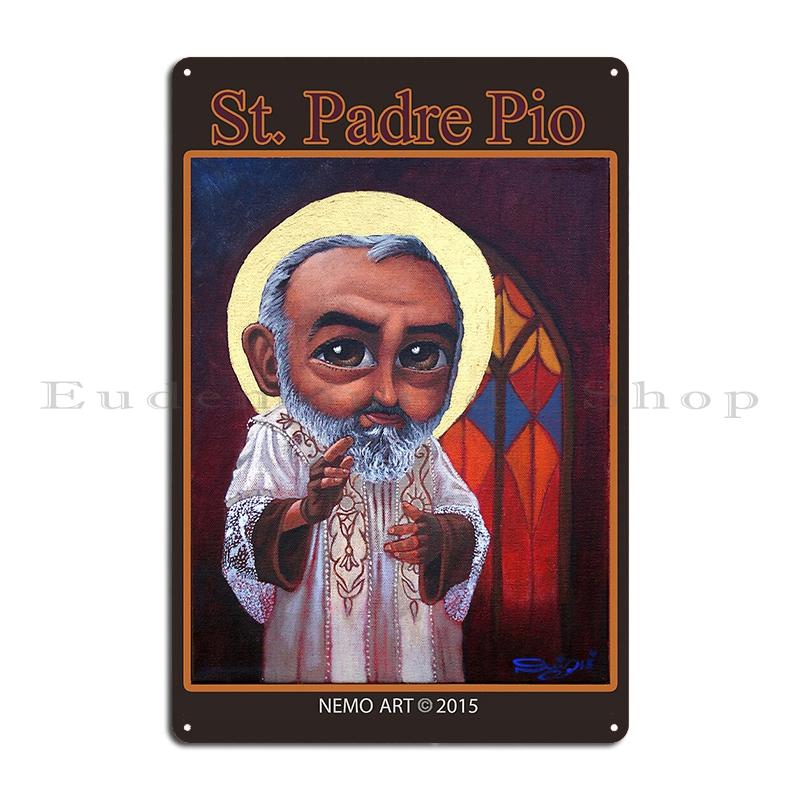 Mosaic Of Father Pius Padre Pio Metal Plaque Kitchen Designing Rusty Customized Wall Decor Pastor Tin Sign Poster