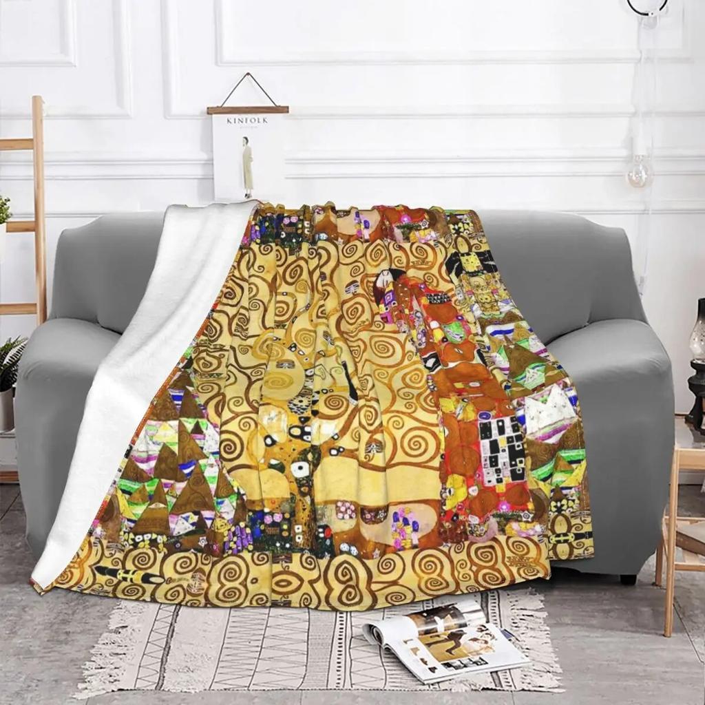 Tree Of Life Stoclet Frieze Gustav Klimt Blankets Fleece Novelty Warm Throw Blanket for Bedspread Autumn/Winter