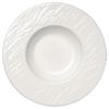 Stone Relief Pasta Plate, 25cm, White, Simple and Stylish, Relief Rim, Soup, Microwave, Dishwasher Safe, Made In Japan, 51095-5550
