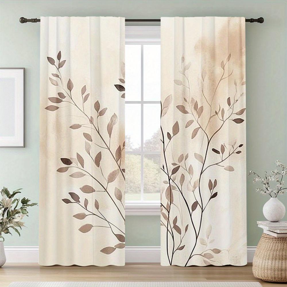 

2 шт. Шторы с принтом осенних листьев, Полиэстеровая ткань, Машинная стирка, Подходят для украшения спальни и гостиной 53x116cm &2pc