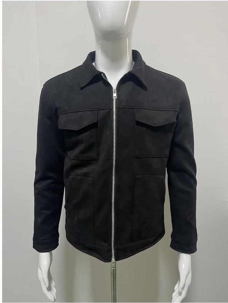 European & American High Street Deerskin Velvet Jacket: Unisex, Trendy Outerwear with Zipper and Large Pockets