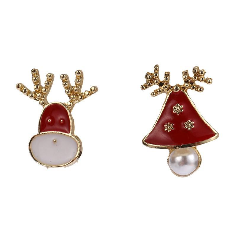 Asymmetrical Christmas Reindeer Bell Stud Earrings - Cute & Trendy 