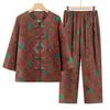 Chinese Retro Plus Size Two-Piece Set: Loose Cotton Linen Jacket & Pants for Middle-Aged Women