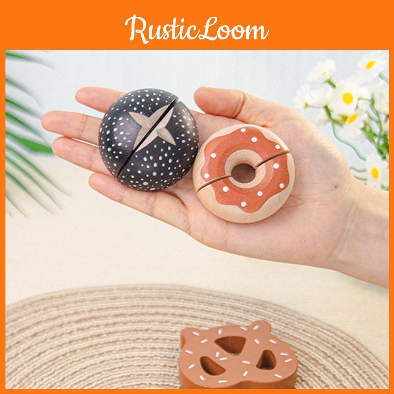 Simulation Funny Wooden Velcro Bread Cutting Game Children Toy Set For Kid Gift