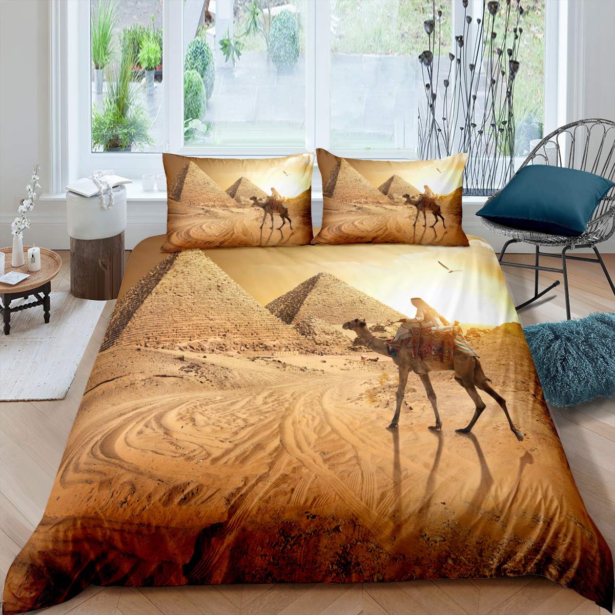 Senās Ēģiptes piramīdu King Size gultasveļas