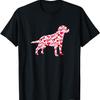 Labrador Dog Silhouette Love Heart Valentine Graphic T-Shirt Casual Cotton Short Sleeve Tee