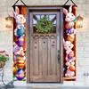 Cute Polyester Easter Door Banners Easter Celebration Vibrant Easter Egg Bunny Flags Easter Door Decoration Festive Home