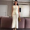 Summer 2025 ZA Fashion Metal Buckle Knit Vest and Slit Midi Skirt Set for Europe and America
