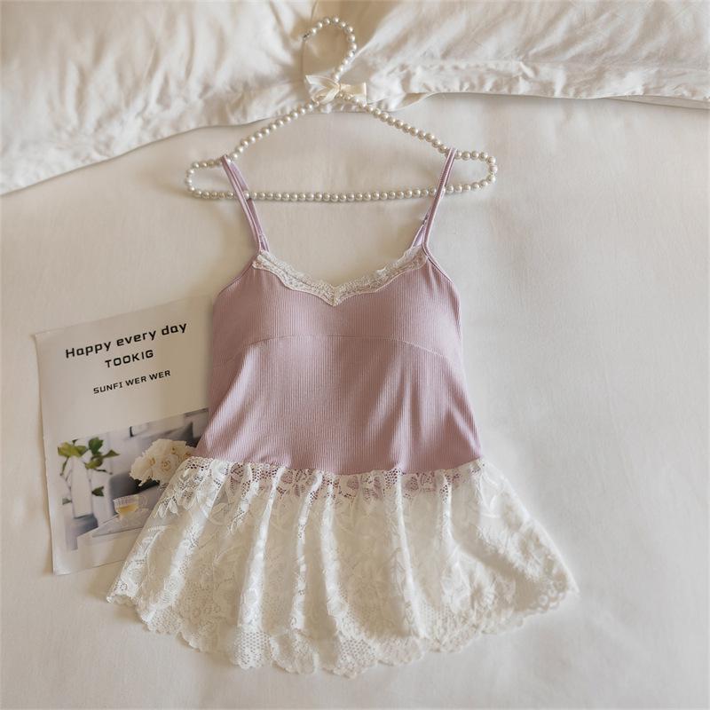 Modal Women's Summer Camisole Pajama Set with Chest Pads - French-Inspired, Sexy, Lightweight Homewear