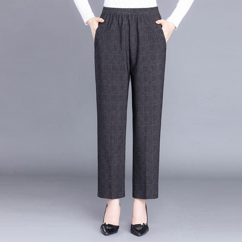 High-Waisted Velvet Elastic Pants for Middle-Aged and Elderly Women - Winter/Autumn Style