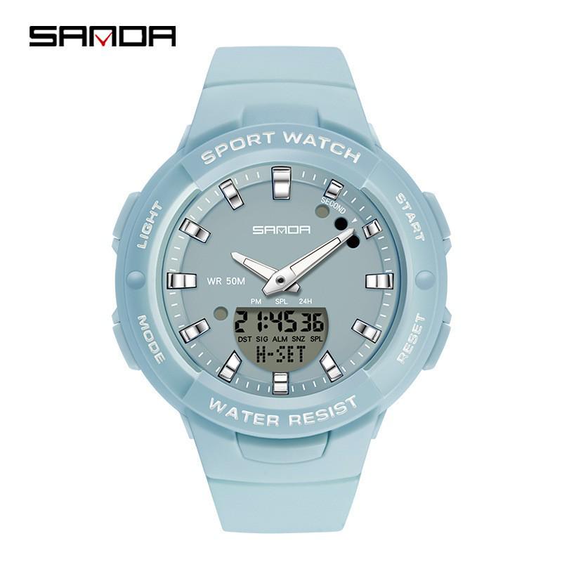 Sanda Unisex Waterproof Sports Watch with Large Luminous Digital Dial