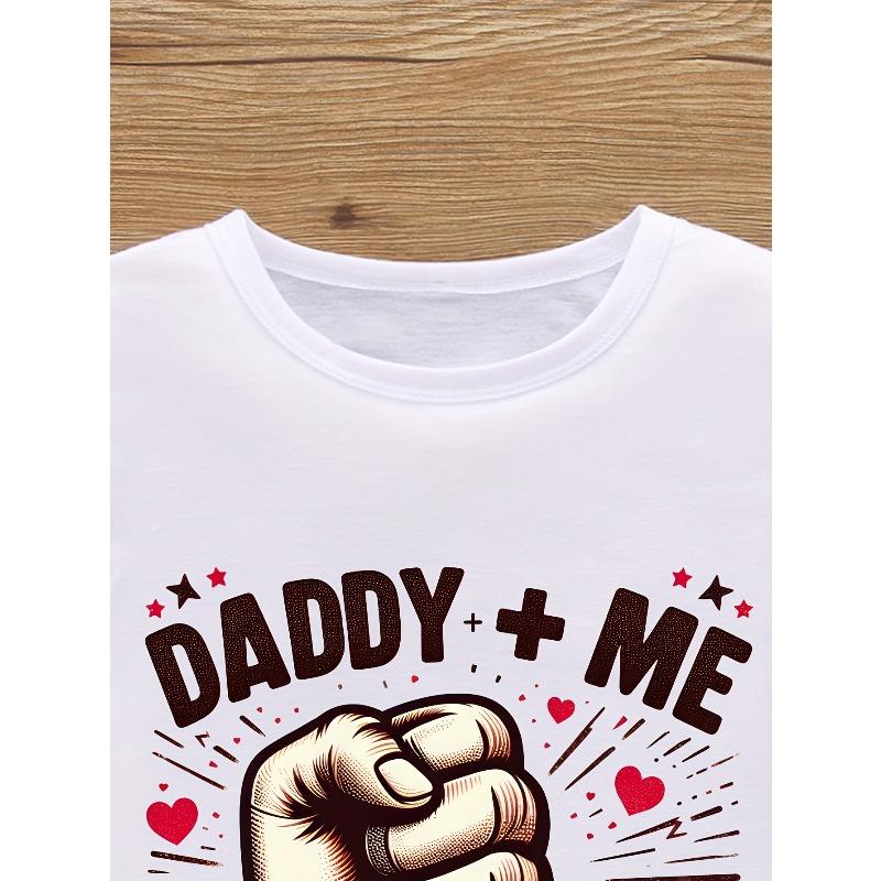 European Sizes Boy's Casual Round Neck T-Shirt with "DADDY + ME" Fist Print