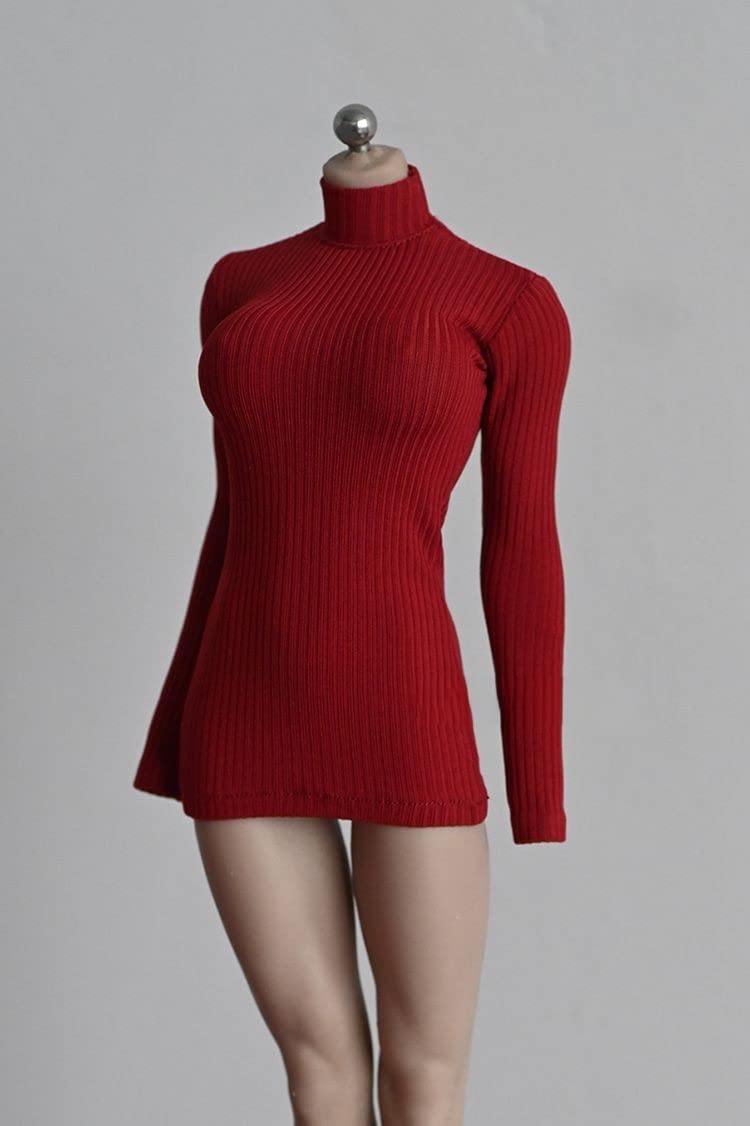 

Игрушка Хобби Масштаб Аксессуар Совместимый с TBLeague Темно-красное Облегающее Платье-свитер в рубчик для Красивых Офисных Леди и Других