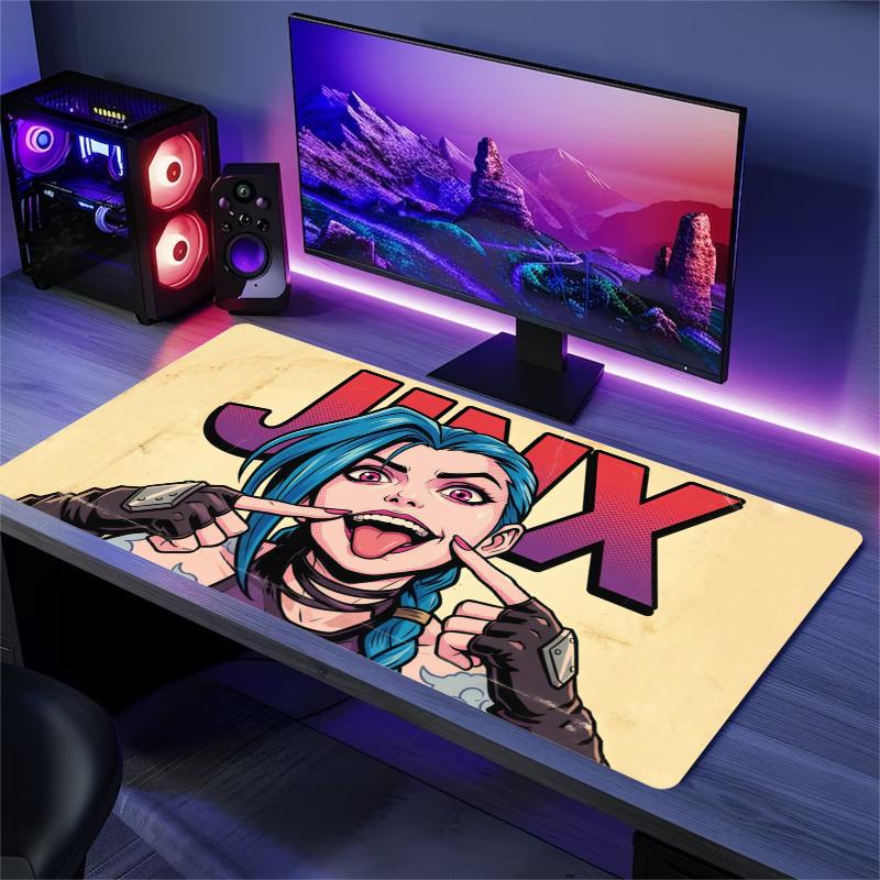 Jinx Mouse Pad, Large Gaming Desk Mat, Non-slip XXL Mousepad for Laptop & Tablet, Mini PC Playmat with Stitched Edges