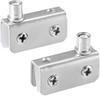 Adjustable Clamp Pivot Hinge for 58mm Glass Doors Stainless Steel Finish for Use in Bathroom Cabinet and Display Cases