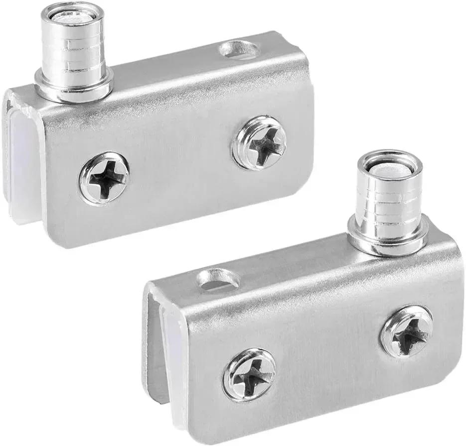 Adjustable Clamp Pivot Hinge for 58mm Glass Doors Stainless Steel Finish for Use in Bathroom Cabinet and Display Cases