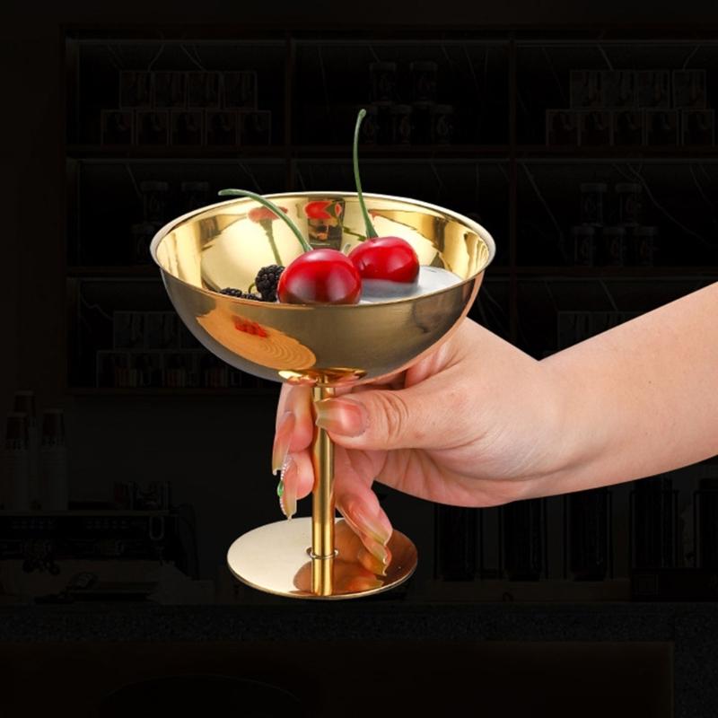 Footed Metal Serving Cup for Fruit Presentation and Party Table Use, Stemmed Bowl Cup for Home Gathering Display