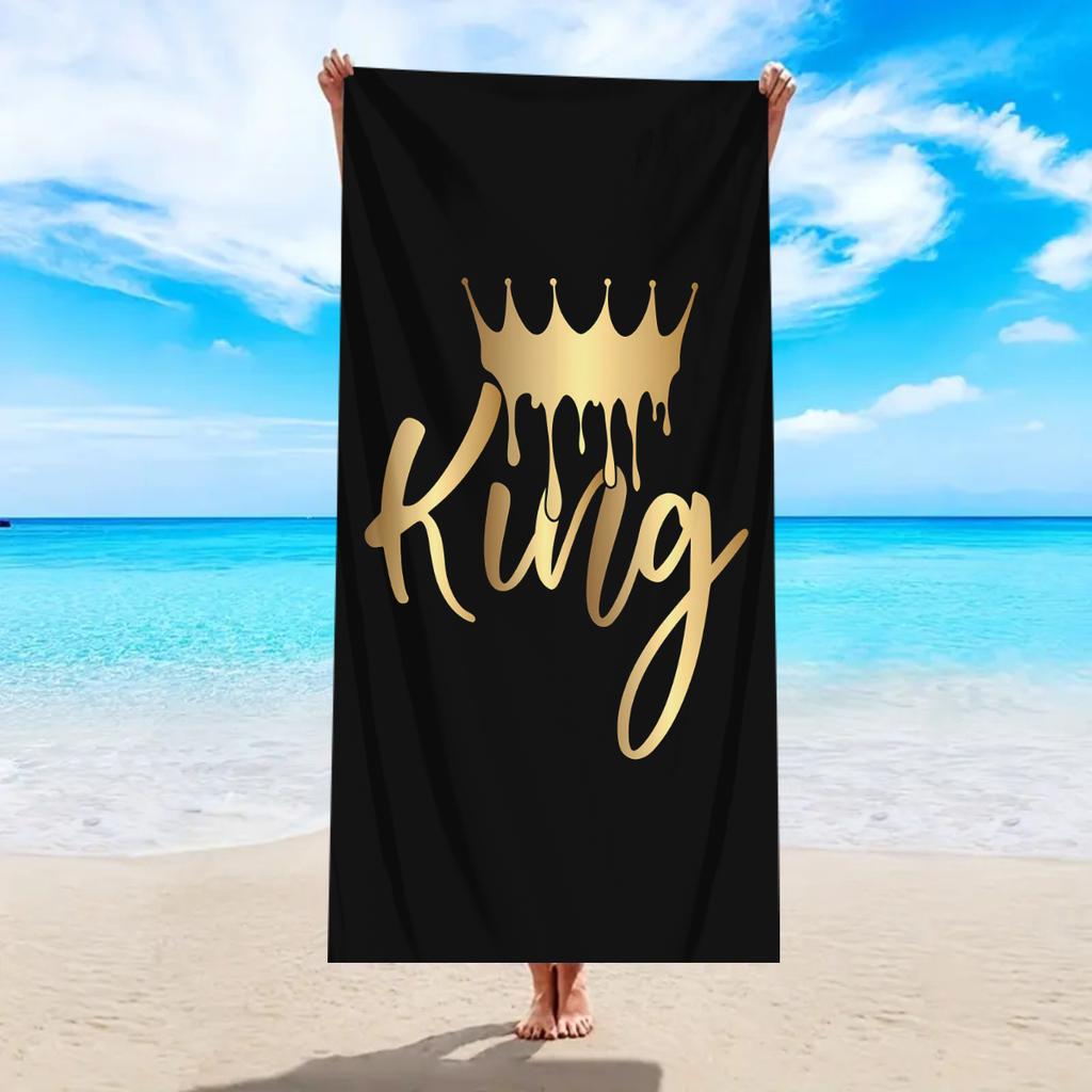 1 Stück König und Königin Strandtücher, Stranddecken aus ultrafeiner Faser, hochsaugfähige Handtücher, unverzichtbar für das Schwimmen im Freien