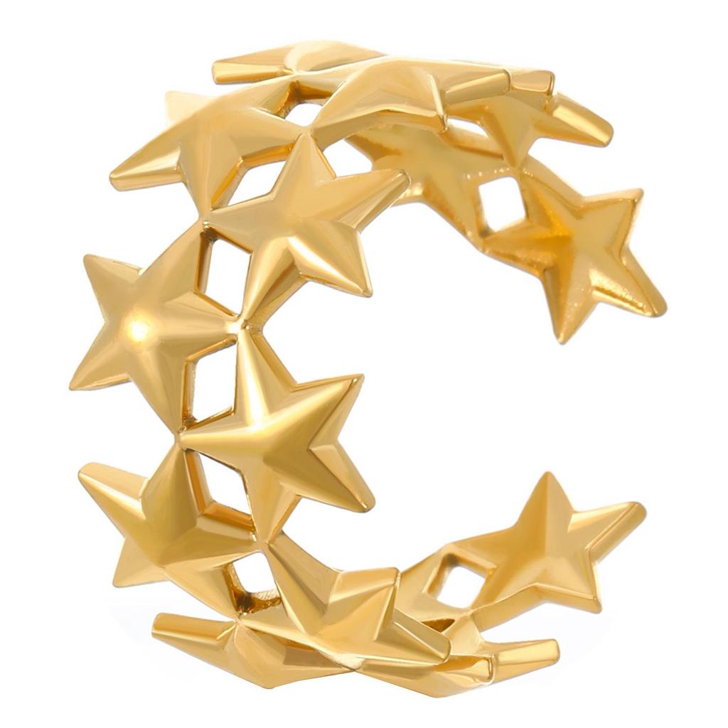 High-End Edelstahl Blumen- & Seestern Offener Ring für Damen