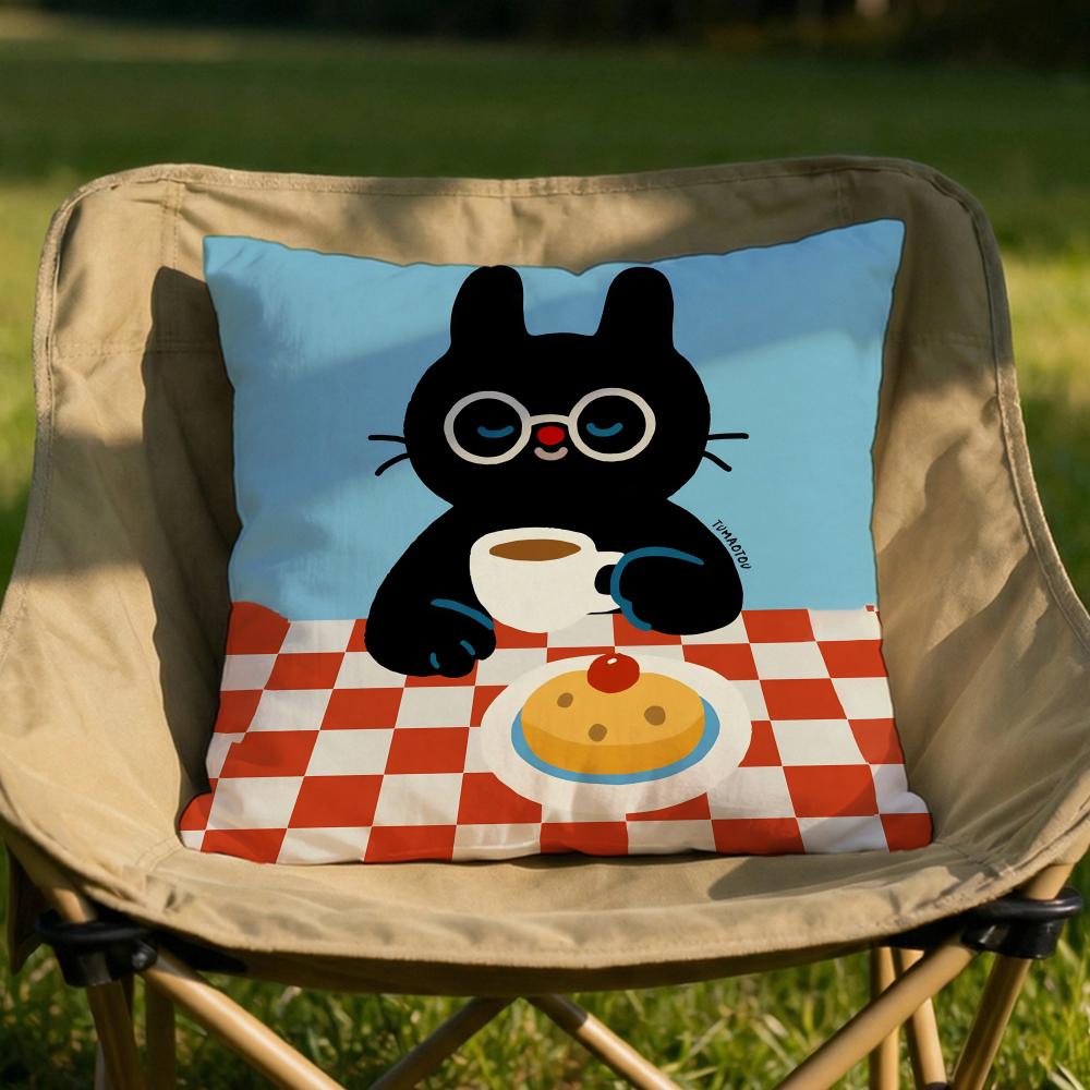 Cartoon Cat Cushion Cover Soft Reversible Durable Pillow Cover MultiScene Use for Home Car Daily Comfort