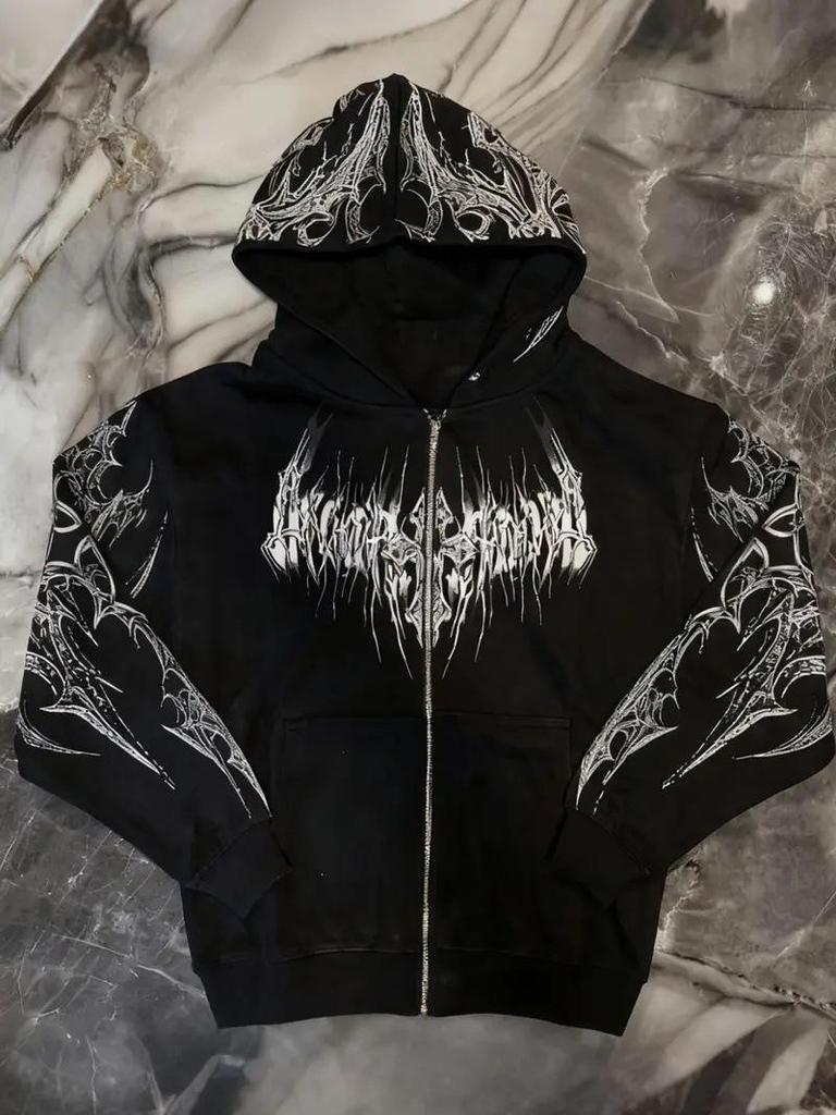 Divine Breath Zipper Hoodie: Men's Dark Style Fitness Sweatshirt