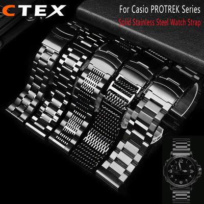 24mm Massives Edelstahl-Uhrenarmband für Casio PROTREK Serie PRW-6600 PRG-600Y PRG-650 PRG-600 Herren-Uhrenzubehör
