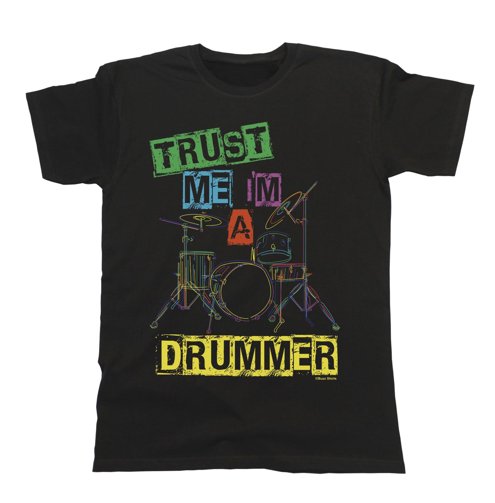 Trust Me Im A Drummer  Cotton T-Shirt Mens Womens Tees Top Boys Girls Musician Band Music S