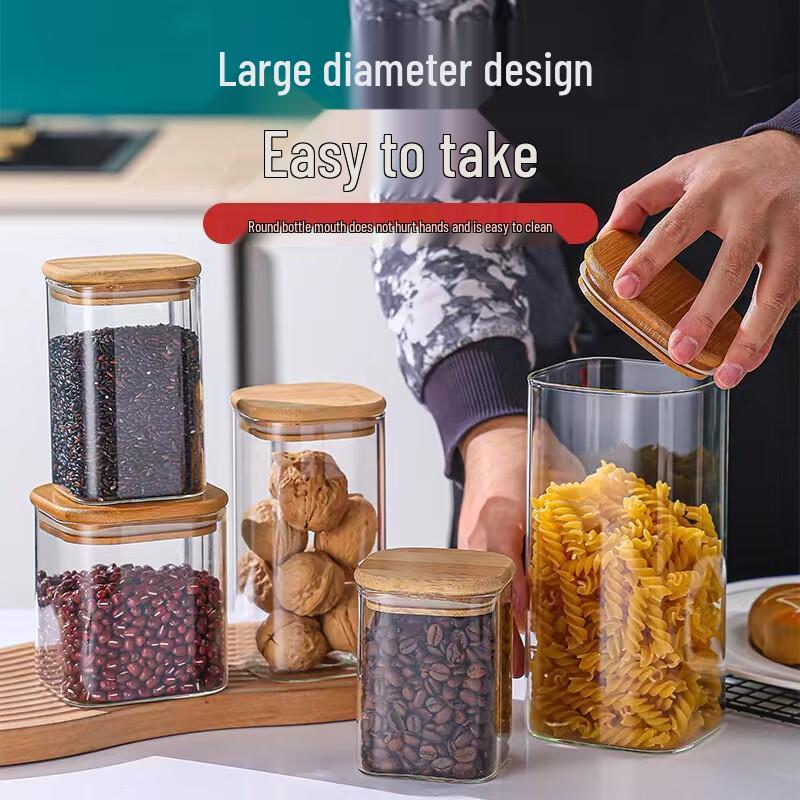 High Borosilicate Square Glass Food Storage Jar