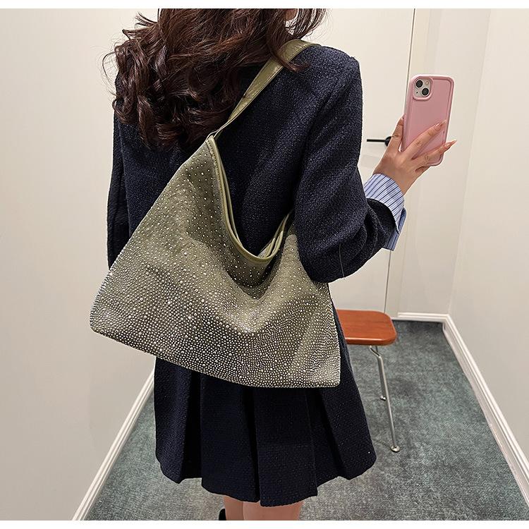 Autumn new bright diamond bag women's fashion large-capacity shoulder oblique span bag high-end texture tote bag