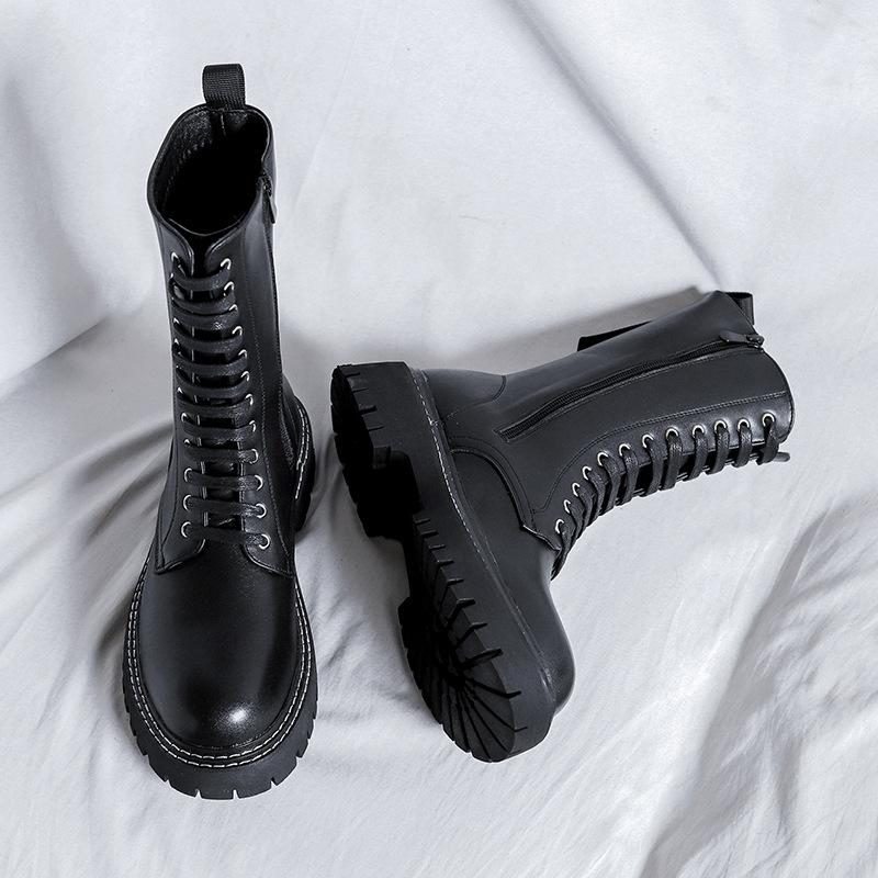 

Ботинки Martin мужские в британском стиле, супер огонь 2025, весна и осень, толстая подошва, простая молния сбоку, классные, красивые мужские ботинки 6098-R 38 чёрный