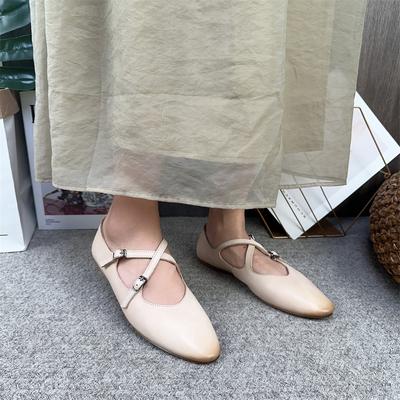 Gürtelschnalle Spitzschuh Volltonfarbe Echtleder Flacher Absatz Lässige Damenschuhe