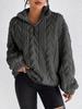 Women's Burgundy Cable Knit Turtleneck Sweater, Cozy Winter Pullover, Ribbed Cuff
