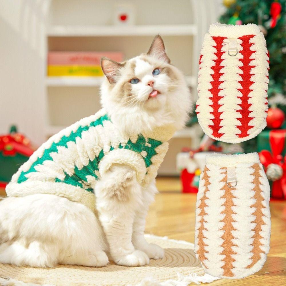 Dog Velvet Outfits Windproof Christmas Pet Clothes Comfortable Soft Cat Warm Vest Velvet Puppy Two-Legged Clothing Winter Wear