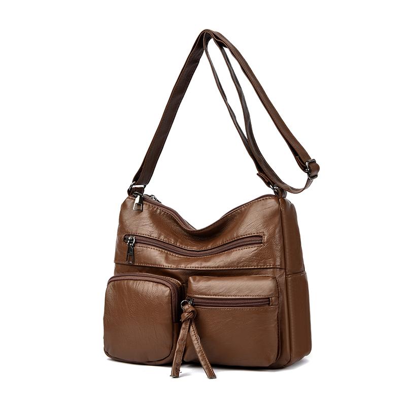 Dámská taška Vintage taška přes rameno Vícekapsá velkokapacitní taška crossbody