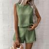 Women's Vacation Style Sleeveless Top and Shorts Summer Clothes Set