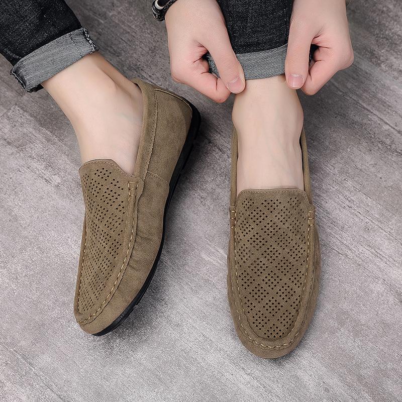 Summer Suede Men Casual Shoes Outdoor Breathable Lightweight  Mens Walking Shoes Anti Slip Lightweight Driving Shoes