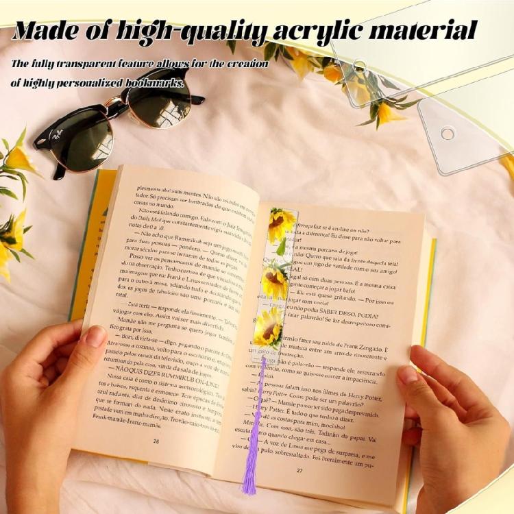 Rectangular Bookmarks Acrylic Bookmarks Blank Bookmarks Tassels Set for Student