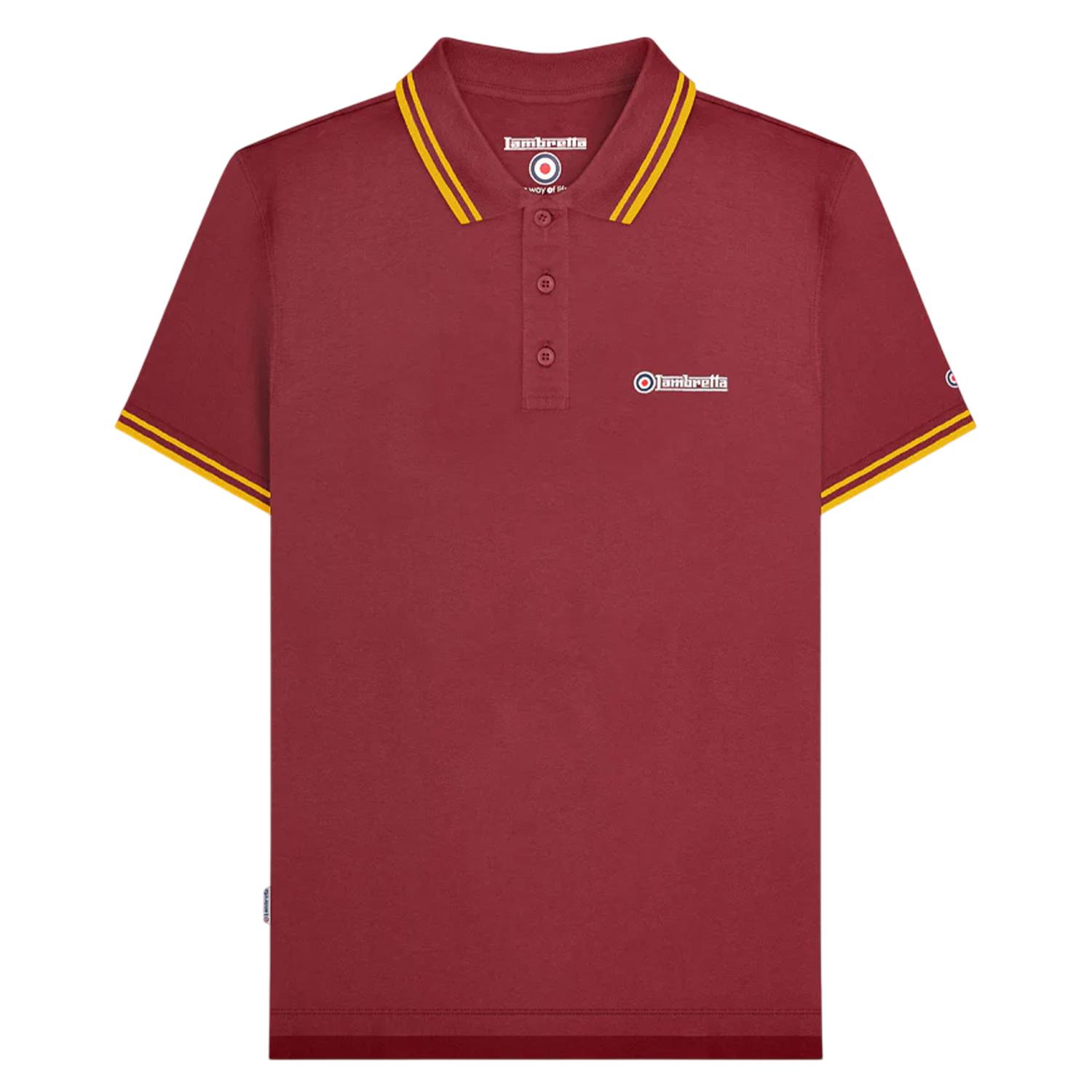 Lambretta Heren SS25 Twin Tip Poloshirt 3XL bordeaux/goud
