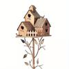 1pc Wrought Iron Art Bird House Shape Outdoor Garden Ground Insert for Outdoor Yard Patio Garden Decoration
