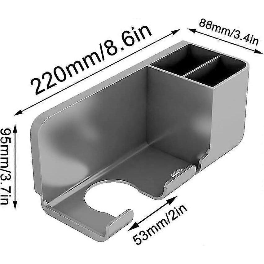 Hairdryer Holder Wall Mounted Hair Dryer Holder Hair Straightener Holder And Accessories Organiser (grey) - DD