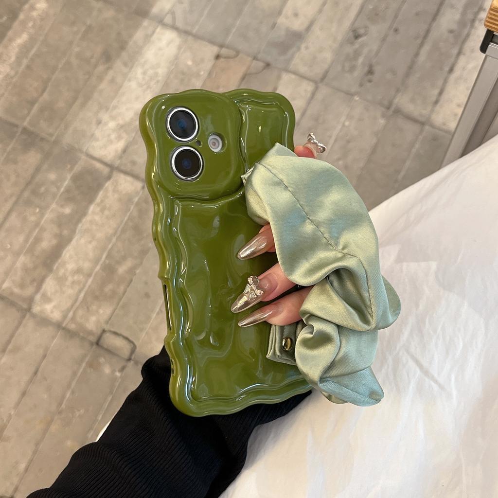 Korean high-end silk scarf wristband for iPhone16Pro max Apple 17 mobile phone case 15/14 wave case