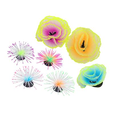 7ks Akvarijní silikonový korál Luminous Barevná akvarijní dekorace mořského ježka s pevnou přísavkou