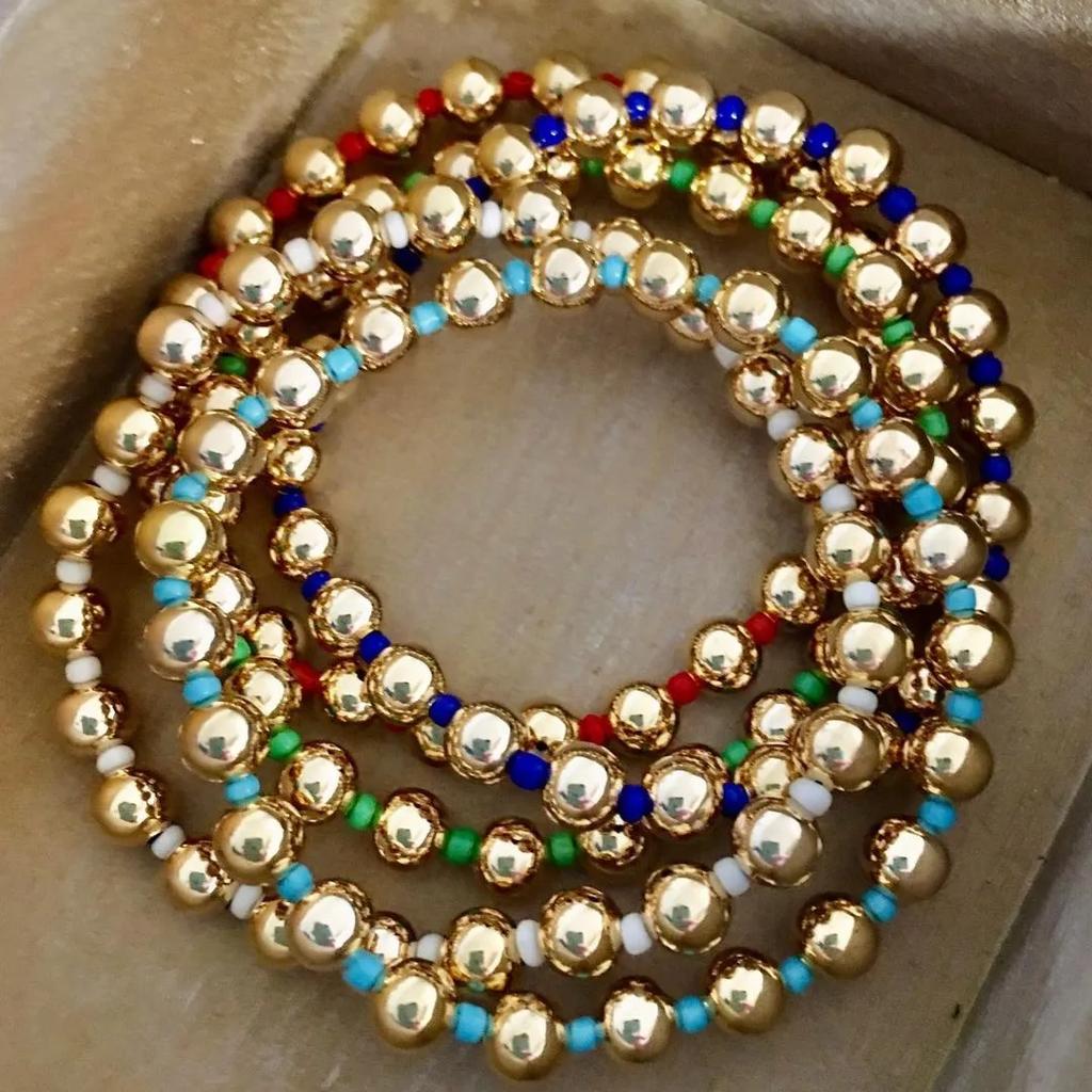 KKBEAD 18K Gold Plated Bracelets Boho Summer Beaded Stretch Bracelet Y2k Jewelry for Women Accessories Pulseras Mujer Moda